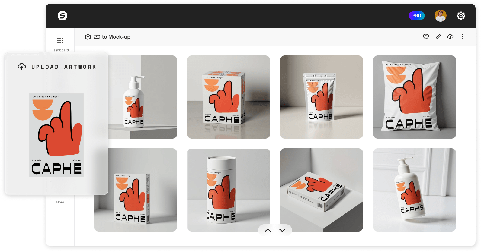 A mural of packaging designs generated with the Sourceful AI toolkit