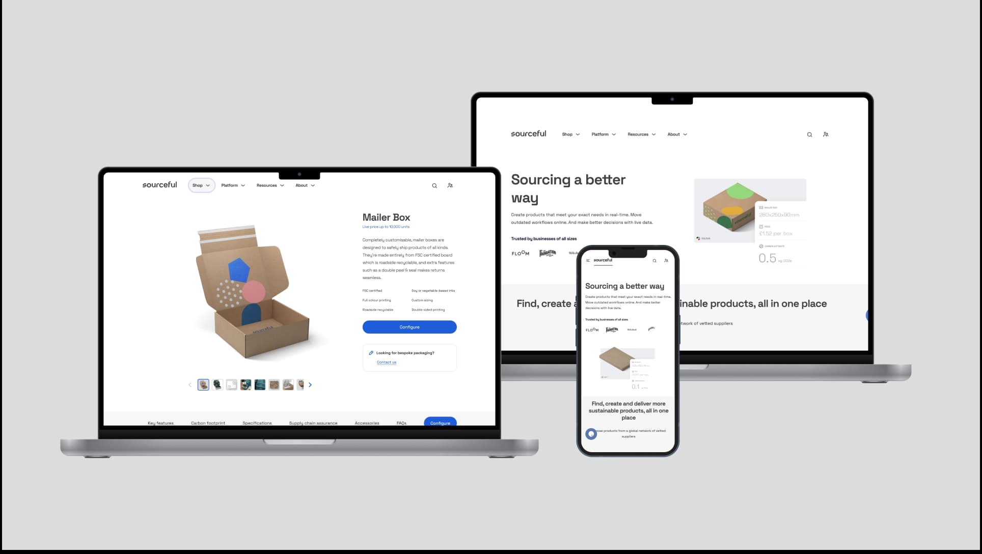 Sourceful.com website screenshots