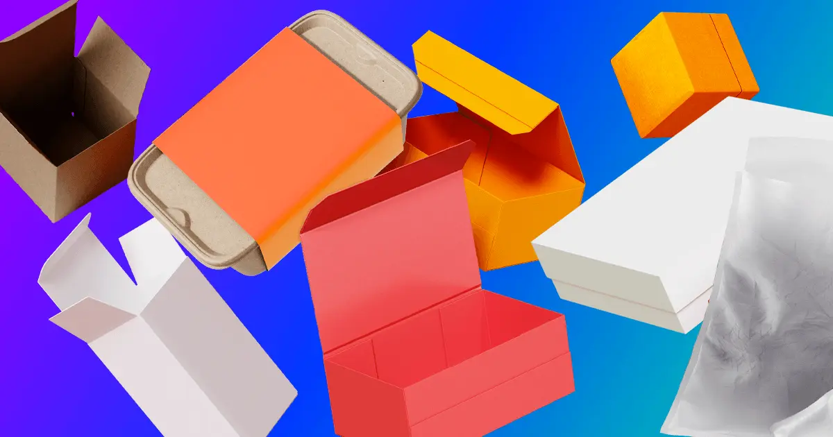 3D render of floating custom packaging.